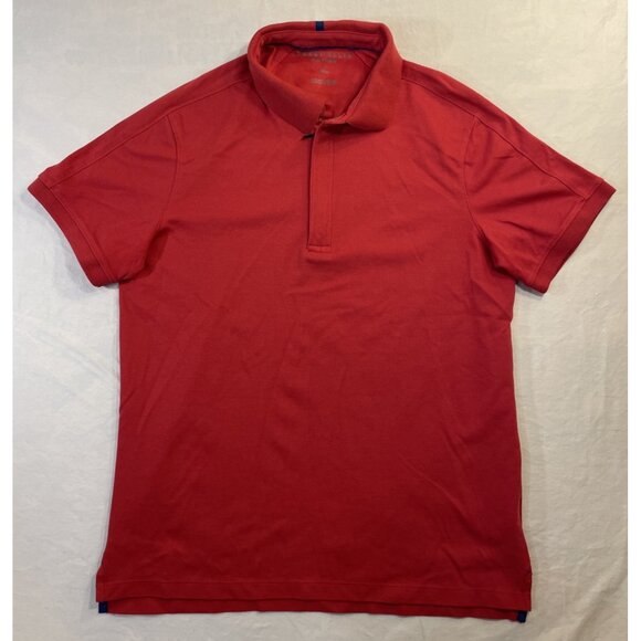 Medium Red Zipper Perry Ellis Motion Short Sleeve Polo Shirt - Picture 1 of 9